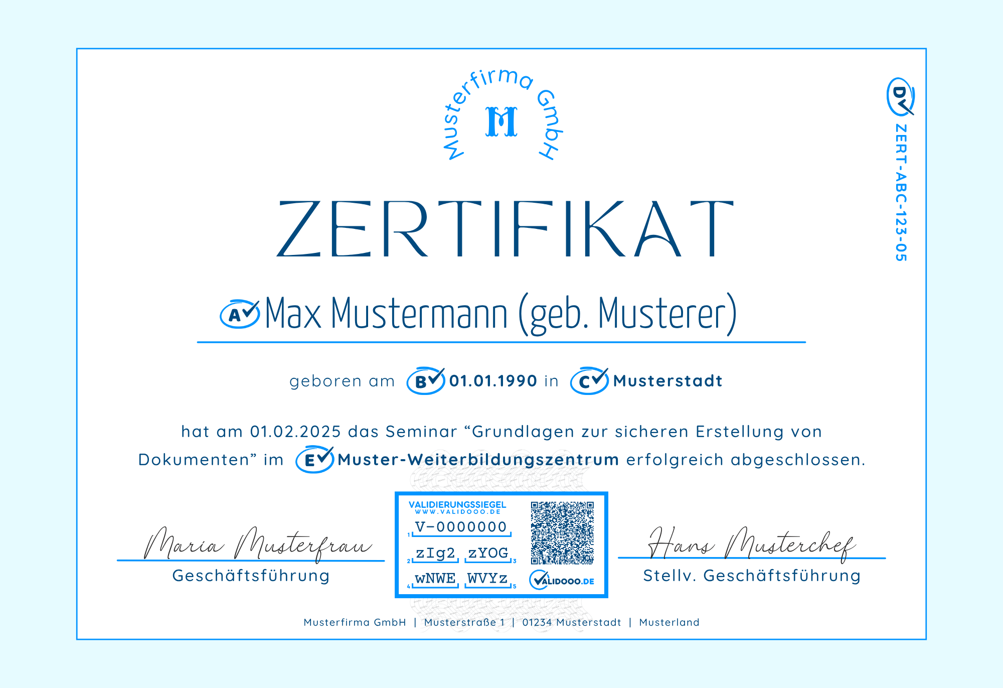 Zertifikat mit Validierungssiegel